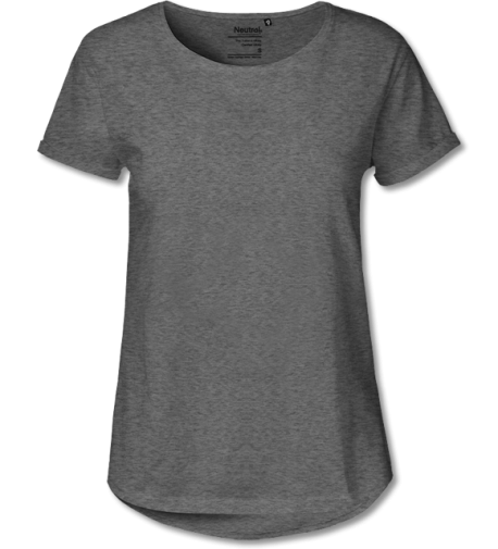 Bio Damen Roll Up T-Shirt dark heather | 2XL