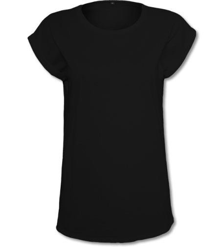 Damen Extended Shoulder T-Shirt black | 4XL