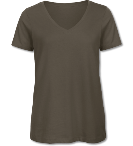 Bio Damen V-Neck T-Shirt Inspire khaki green | XL