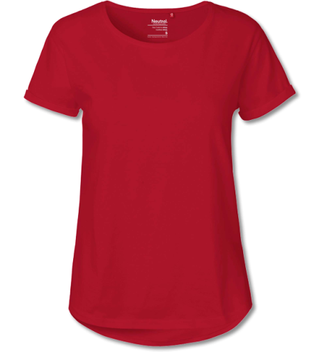 Bio Damen Roll Up T-Shirt red | XL
